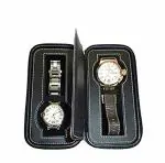 Honexa 2 Watch Travel Case- Premium Leather Watch Case for Men,Portable Watch Organizer For Storage & Display.Travel Watch Case with Stylish & Perfect Texture,Handcrafted by Craftsmen, Black