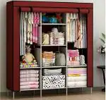 Vipash C1 Collapsible Wardrobe 88130 Micro Fiber Collapsible Wardrobe (Finish Color - Maroon, DIY(Do-It-Yourself))