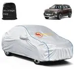 Automozexo Waterproof Car Cover for Hyundai Alcazar with Mirror Pocket Anti Dust, Waterproof, Triple Stitched Fabric with Pipein Design, Elastic Hem Car Body Cover for Hyundai Alcazar