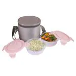 Topware Basics Glass Lunch Box Set of 2 Container, 400 ml each, Round Lunchbox set