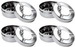 Anee - Kee 4 PCs lid Ash tray for hotels resorts cottages restaurant Silver Stainless Steel Ashtray (Pack of 4)