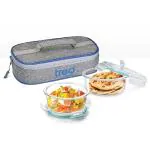 MILTON - Treo By Milton All Fresh Round Glass Tiffin Containers With Insulated Jacket,2 Containers,400 Ml Each, Grey