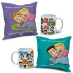 Indigifts Parents Gifts Hamper Parent Quotes Printed Greend and Blue Poly Satin Cushion Set of 2 and Ceramic Coffee Mug 325 ML Set of 2, Parent Gifts, Birthday Gift for Parents, Home Decor for Bedroom