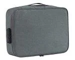 Handcuffs Travel File Organiser Multi Functional Waterproof 3 Layer Document Storage Bag with Lock for Passport Documents Files Certificates (Grey) (34cm x 25cm x 7cm)