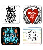 Whats Your Kick Music Lover Dont Stop The Music Quotes Printed Set of 4 Coaster With Metal Stand