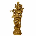 Kalarambh Brass Lord Krishna Idol For Home Office Handicraft Art -9 x 6 x 29.5 Inch (L x W x H)