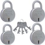 Foora Lock and Key for Home Door gate Shop Shutter Double Locking Security (4 Lock with Same Key 65mm Round) Home Improvement