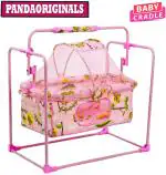 Pandaoriginals PREMIUM BEST SELLING BABY CRADLE WITH MOSQUITO NET & STRONG FRAME|COMFORTABLE FOR BABY (Pink)