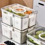 PRIME PICK Divided Serving Tray With Lid - Includes 4 Compartments for Party Platter, Snackle Box Container, Fruit Tray, Veggie Tray, Chip and Dip Bowl, Appetizers, Desserts, Snacks & More