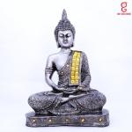 Grw Creations Grey, Shilver Polyresin Decorative Showpiece - Buddha