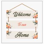 Home Berry Welcome to Our Home Quote Trendy Multicolor Wooden Wall Hanging for Home Decor (39 x 5 cm)