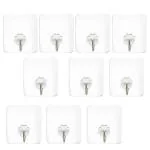 Hasthip Transparent Plastic Waterproof Stick On Adhesive Stronger Wall Hooks Hangers For Hanging Robe (Pack Of 10)