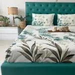 Urban Space Serene 200 TC 100% Cotton Bedsheet for Single Bed with 1 Pillow Cover (Size 58 x 90 inches, Majestic Aqua)