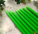 atorakushon Smokeless Scented Taper Stick Chime Candle for Home Decoration Diwali Puja Needs Birthday Party Restaurant Spa Church Green Colour Set of 8