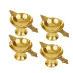 iPretty Pure Brass Laxmi Diya | Pital Diya For Puja | Brass Diya For Puja (Pack of 4)