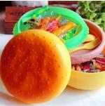 Dherik Tradworld Burger Shape Multicolour Plastic Lunch Box with 3 Containers 350 ml