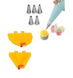BLUE WONDER Cake Decorating 6 Pcs Nozzle with 2 Pcs Plastic Sancha Set & Multicolour, (Pack of 2)