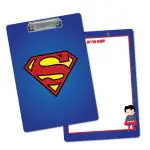 Festiko Superhero SM Theme Exam Board with Clip (Pack of 1 Pc), Exam Pads for Birthday Return Gifts for Kids, Writing Pads Clipboard with Shiny Steel Finish Clip