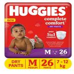 Huggies Complete Comfort Dry Medium Size Baby Diaper Pants with 5 in 1 Comfort - 26 Pieces