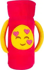Ole Baby Majenta Emoji Face Velvet Milk Feeding Bottle Cover With Handle 16X10X6.5 cm