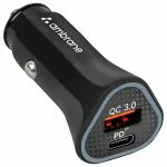 Ambrane 38W Fast Car Charger with Quick Charge 3.0 and Power Delivery, Type-C & USB Port