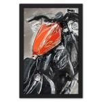 RITWIKA ART AND CRAFT Abstract Wall Art Of Sportster Motorcycle In Sketch Pattern | Painting With Frame for Home and Office Decor | Multi Colored Digital Painting | 9.5 inches x 13.5 inches