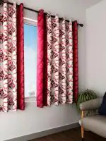 Abstract Printed Eyelet Curtain Polyester Door Pack of 1 -Maroon