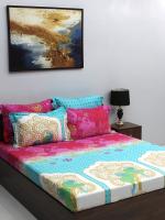 Bombay Dyeing Celebrating India 210 TC 100% Cotton Red Double Bedsheet With 4 Pillow cover