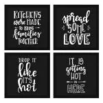 ArtX Multicolor Art Kitchen Spices Motivational Funny Quotes Framed Paintings Posters (Set Of 4) 10 X 10 Inch