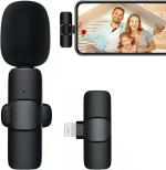 D & Y-in Plastic Battery Powered Wireless Lavalier Microphone for iPhone Lightening Connectors (Black)