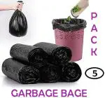 Hetopeto Garbage Bags Eco-Friendly Wastebasket Bin Liner 150 Pieces Drawstring Rubbish Bag Anti-drip Trash Collection Suitable for Home (Medium Pack of 5,Green, Black)