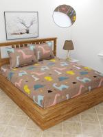 MORADO Premium Poly Cotton Elastic Fitted Double Bedsheet with 2 Pillow Covers (72x78x6 Inches)