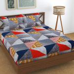 Varde 180TC Elastic Fitted California King Size Double-Bed Bedsheet - 84 X 78 Inch for Upto 8 inch mattresses ,Royal Orange(Polycotton)