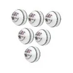 CW Star Hard Cricket Ball 4 Piece White Leather Ball Youth - Adult Maximum Over Play Balls Set 6pcs
