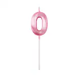 Juzfun Birthday Number Candle 0 for Cake Decoration | Anniversary Party Celebration | Metallic Pink | Size 3.8 x 5 CMs