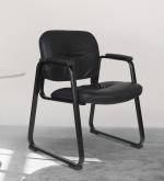 HNI India OFM Essentials Collection Bonded Leather Executive Side Chair with Sled Base (Black, ESS-9015)