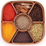 IMPHI Masala Box New Dabba for Keeping Spices | Plastic Wooden Style Masala Box | Masala Container | Masala Dabba | Masala Box | Nunki | Spice Box for Kitchen
