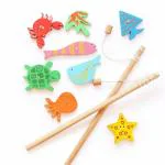 Shumee Multicolor Wooden Magnetic Fishing Game With 2 Rods And 8 Sea Creatures (4 Yrs Plus)