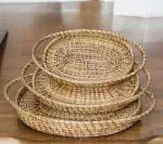 BAH-BET HUB PRIVATE LIMITED_Handcrafted Cane Trays for serving & decor- Pack of 3 Trays (Small tray: 10 inch x 8 inch, Medium tray: 12 inch x 10 inch, Large tray: 14 inches x 10 inch)