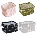 ShineLife (Pack of 4) Foldable Multipurpose Storage Box Small Canvas Fabric Organizer Baskets for Organizing, Storage Box with Handles Boxes for Wardrobe (Multi Design) polyethylene, Rectangular