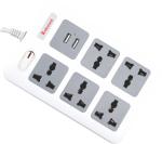 Robotek Saksham 3 Extension Board Surge Protector 5 Socket 1 Switch 2 USB (3 Meter) 5 Socket Extension Boards (White, 3 m, With USB Port)