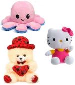 KT KASHISH TOYS Toys soft octopus, kitty with butter love cap for gift (15-30 cm) - 30 cm (Multicolor)