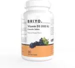 BRIYOSIS Vitamin D3 2000 IU - 90 Chewable Tablets (natural grape flavor) for Immunity (90 Tablets)