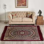 Kuber Industries Carpet | Water Absorption Kalamkari Paisley Pattern Floor Mat | Velvet Sitting Carpet for Hall, Living Room, 5x7 Feet (Maroon)