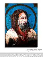 Tamatina Multicolor Religious Rudraksha Eyes Of Lord Shiva God Art Canvas Painting - 36X27 Inch