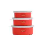Sumeet Silver Stainless Steel Container With Lid - (Pack Of 3)