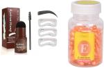 bingeable Eyebrow Stamp Enhancer Stamper Kit Waterproof Facial Oil And Vitamin E Capsules (Set Of 2)
