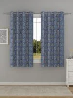 Raymond Home Blue Ethnic 52% Polyester 48% Cotton Window Curtains with Rust Proof Stainless steel Eyelits