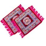 Pyengora Asana Pooja Prayer Carpet Mats | Pack of 2 | Maroon Color | Carpets Rugs Living Room