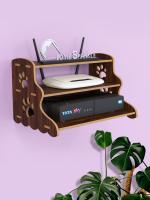 Home Sparkle Dark Brown MDF Wall Mounted 3 Tier Set Top Box Holder Floating Shelf 12 x 9.5 x 8 inch